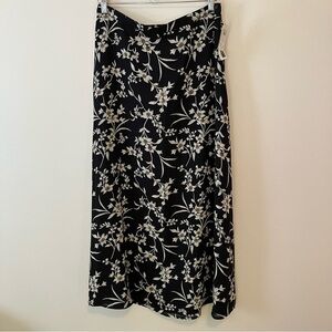 VTG NWT Maxi Skirt Black Dark Floral A-line 90s Grunge Whimisgoth Fairy Sz 14